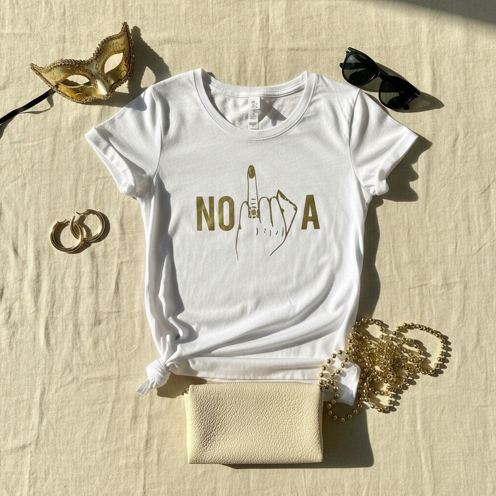 New Orleans NOLA Bachelorette Party Shirt-Womens M-Gold Graphic Girls Trip Tee